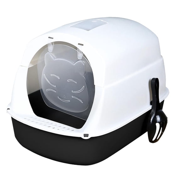 YWMJZEU Hooded Cat Litter Box with Lid, Kitty Litter Tray Enclosed Cat Toilet with Front Black