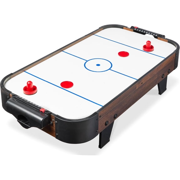 WILLYO  40in Portable Tabletop Air Hockey Arcade Table for Game Room w/ 100V Motor, Electric Fan, 2 Strikers, 2 Pucks Walnut