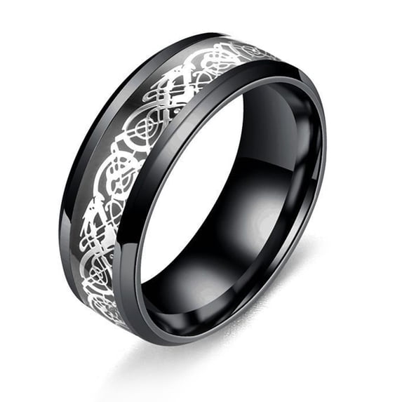 AYYUFE Men Ring Glossy Simple Dragon Pattern Glowing Ring for Dating