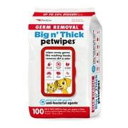 Petkin Pet Wipes Big 'n Thick Extra Large Germ Removal Pet Wipes Cleans Face, Ears, Body and Eye Area Super Convenient, Ideal for Home or Travel- Wipes for Pets