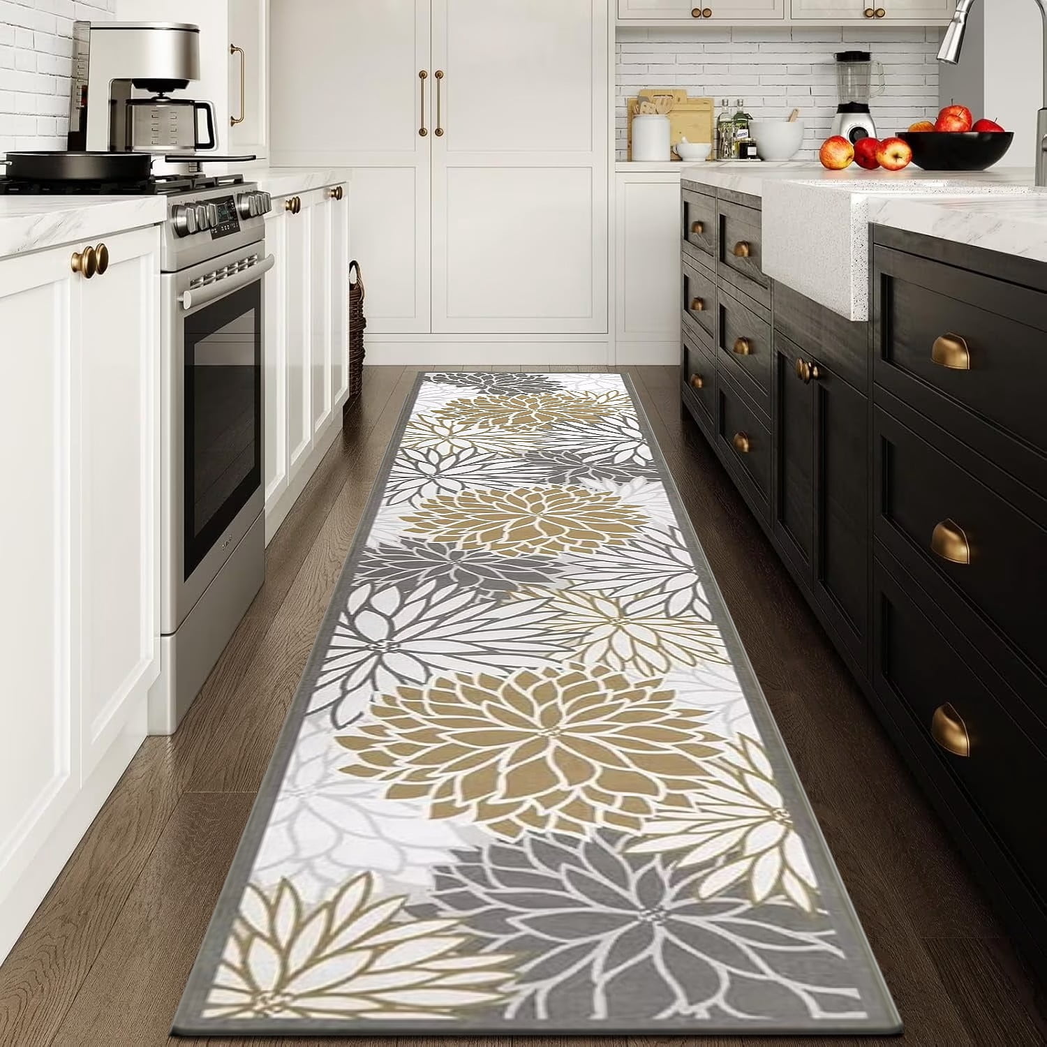 Runner Rugs for Hallway, Yamaziot 2'x10' Laundry Room Rug, Washable Non Slip Kitchen Mat, Bathroom Floor Carpet, Beige