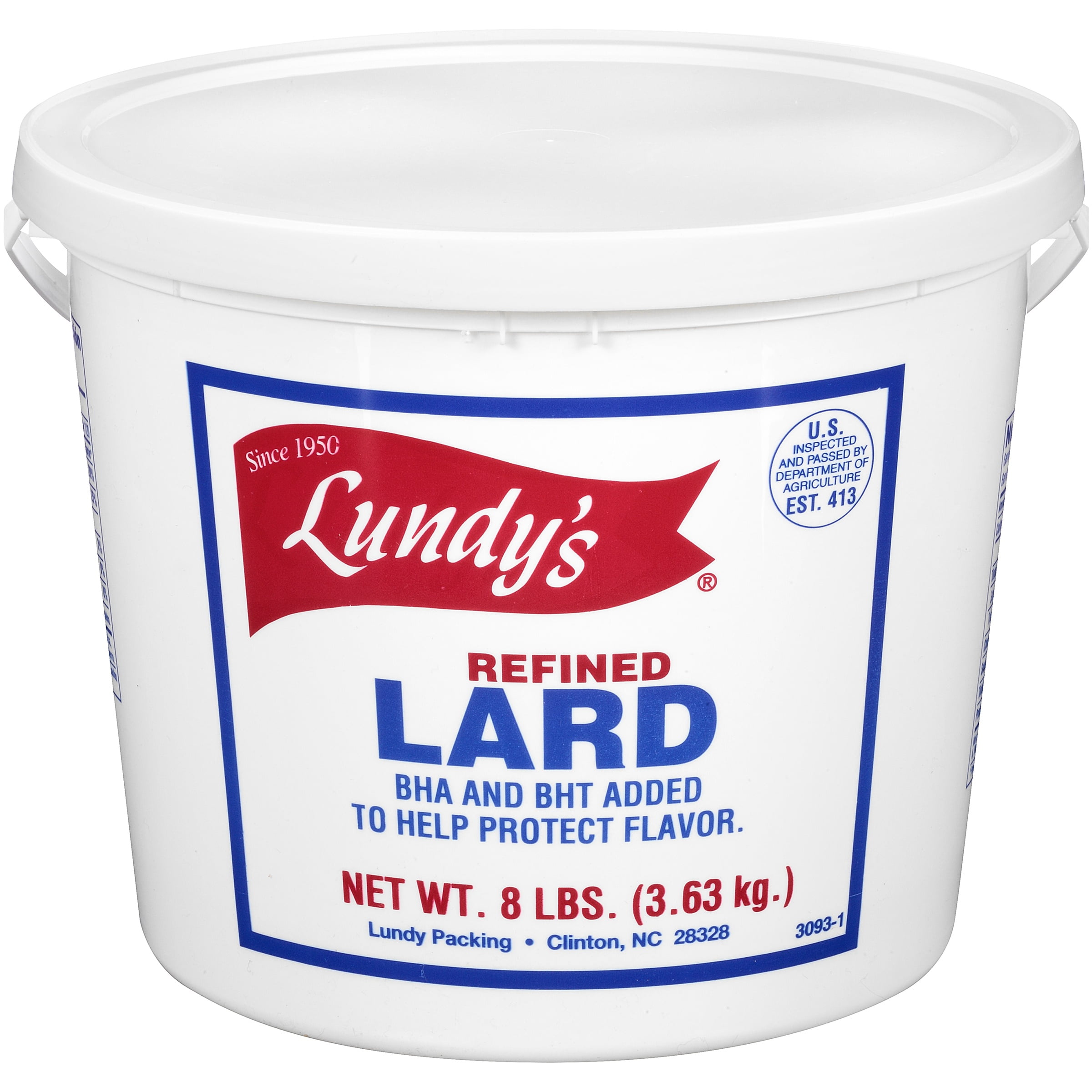 Lundy's® Refined Lard 8 lb. Tub