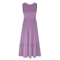 thumbnail image 3 of Prolriy Robes Printemps Été pour Femmes 2025 Robe d'Été Décontractée Sans Manches Col Rond Robe Ample Fluide à Étages Maxi Robe de Plage avec Poches Robes d'Été pour Femmes, Robes pour Femmes Violet m, 3 of 4