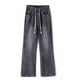 thumbnail image 3 of Pantalones largos de moda para hombre, casuales, de color sólido, con bolsillos y cremallera, cintura elástica, de poliéster., 3 of 4