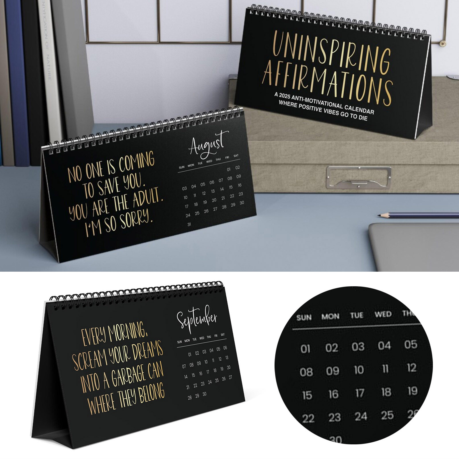 Desk Calendar Motivational Linen Calendar 2022 Monthly Calendar 2022