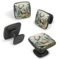 thumbnail image 2 of 4 Pcs Cabinet Handle Drawer Pulls Jungle Elk Knobs with Screws Square Furniture Office Cabinet Knob Decoration, 2 of 7