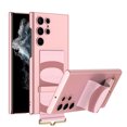 thumbnail image 1 of SaniMore for Samsung Galaxy S22 Ultra 6.8" 2022 Case with TPU Wrist Strap [Kickstand] [Wireless Charging] Anti-fall Shockproof PU Leather Skin Wear-resistant Stylish Cover for S22 Ultra, Pink, 1 of 7