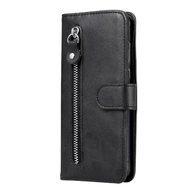 Estuche de Cuero PU con Cierre para iPhone 12 PRO , Funda Protectora con Billetera y Correa