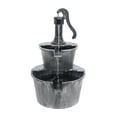 thumbnail image 2 of Alpine Corporation 27" Outdoor Rustic 2-Tier Barrel and Pump Water Fountain with LED Lights – Garden, Patio, or Yard Décor, Silver, 2 of 11