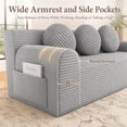 thumbnail image 5 of SESSLIFE 3 Seater Sofa Couch, Comfy Extra Deep Seat Cloud Couch with 3 Pillows and Side Pockets, Corduroy Low Profile Floor Sofa for Living Room, Compact No Assembly Couch, Light Grey, 5 of 8