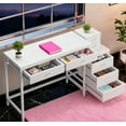 thumbnail image 2 of Industrial Computer Desk With 5 Drawers - Reversible File Cabinet Printer Stand, Rustic Home Office Writing Desk With Storage, Small Space PC Workstation (White), 2 of 7