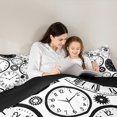thumbnail image 4 of Manfei Cartoon Clock Twin Bedding Sets 7-Piece, White Black Geometric Stripes Bedding Comforter Set, Teen Kid Child Reversible Sheet Sets, Super Cozy Room Decor, 4 of 7