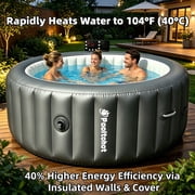 POOLTOHOT Inflatable Hot Tub 71 x 28, Portable Hot Tubs Built-in Heat Pump and 6-Color Lights for 2-4 Person, Blow Up Outdoor Hot Tubs with 143 Soothing Air Jets and Filter System for SPA