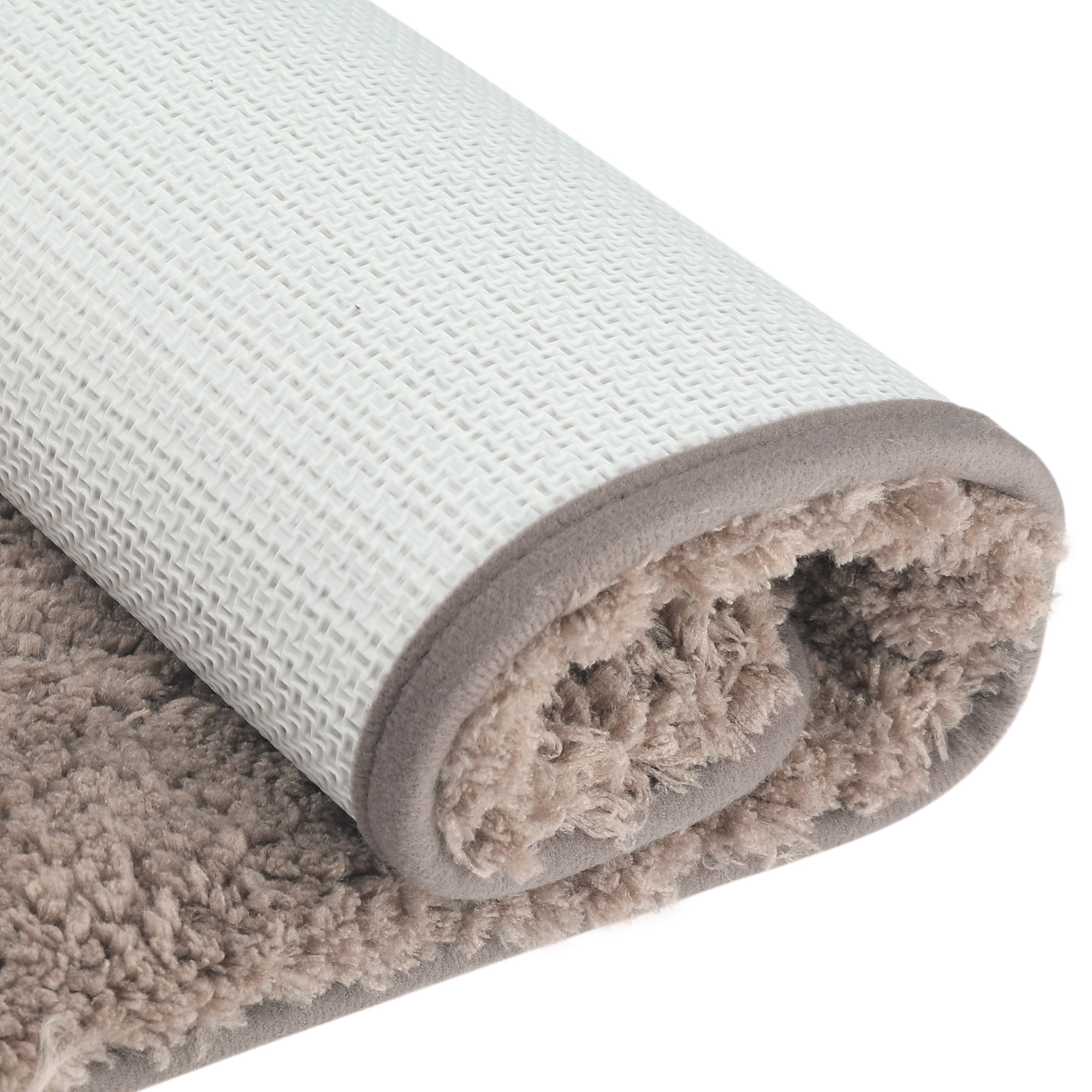 Unique Bargains Luxury Bath Mat Rug Solid Plush Shaggy Bath Carpet for Bathroom Floor Brown 16"x24"