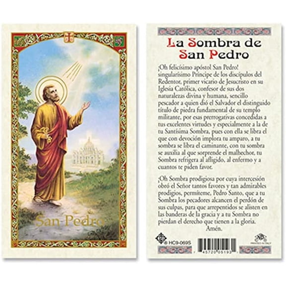 25/PKG SPANISH ST PETER - SOMBRA DE SAN PEDRO LAMINATED PRAYER CARDS