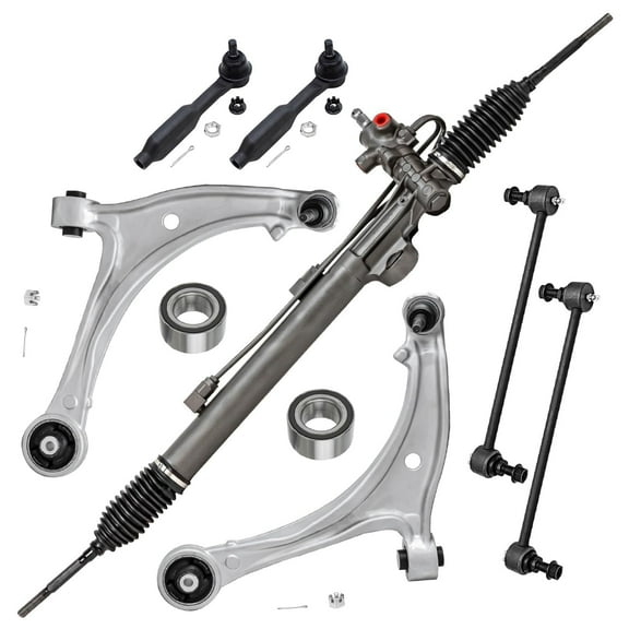 Detroit Axle - 10pc Front End Suspension Kit for 2005-2009 Honda Odyssey, Power Rack & Pinion Lower Control Arms w/Ball Joint Outer Tie Rods Wheel Bearings Sway Bars Replacement