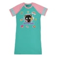 thumbnail image 6 of Chococat Women's Character Logo Icon Design Varsity Stripe Pajama Sleep Shirt Nightgown, 6 of 7