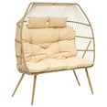thumbnail image 4 of Dextrus Double Egg Chair with Legs 2 Person Wicker Egg Chair Indoor Outdoor Patio Egg Chair with Cushions 510lbs for Patio, Bedroom, Garden and Balcony, Beige, 4 of 9