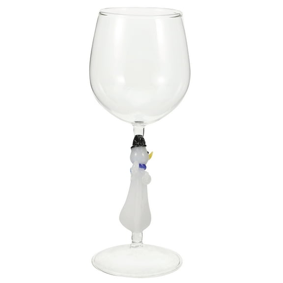 PAMINGONO 1Set Wine Glass Goblet Snowman Base Stemmed Transparent Glass Holds Various Drinks Christmas