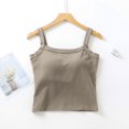 thumbnail image 5 of Women Shoulder Exposing Back Design Cami Top, Padded Thickened Spaghetti Strap Sleeveless Tank Top Brown-AA L(L), 5 of 9