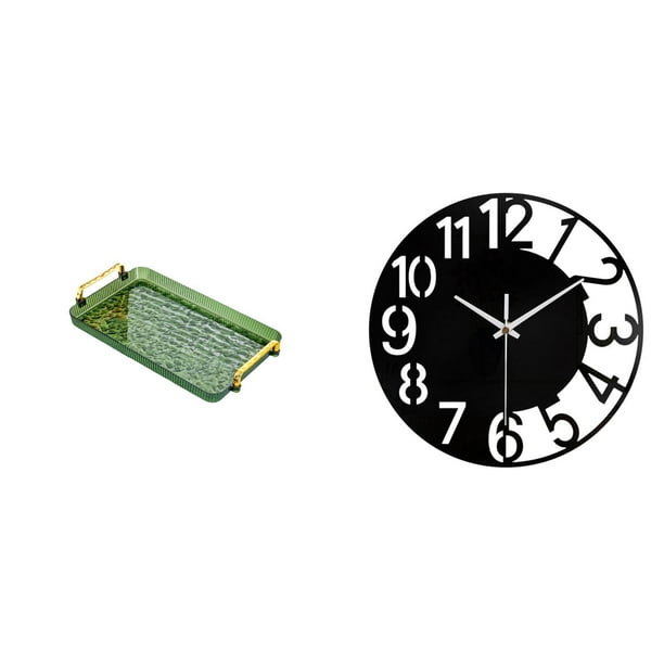 Plato De Postre, Bandeja De Mesa De Centro Con Asa, Bandeja Para Servir, Bandeja Para Guardar Joyas, Ideal Para Comedor, Inauguración De Casa, Dormitorio, Fiestas. Reloj De Pared Acrílico