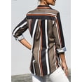 thumbnail image 2 of HOTAPEI Womens Striped Button Down Shirts Casual V Neck Roll Up Long Sleeve Blouses Tops, 2 of 6