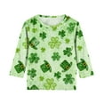 thumbnail image 6 of Pileajo St Patrick's Day Shirts for Kids Summer 3/4 Sleeve Round Neck Tees Boys Girls Shamrock Graphic Printed Tops, 6 of 6