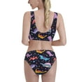 thumbnail image 3 of Xecao Cartoon Dinosaur for Two-Piece Swimsuit for Women - a sporty, high-waisted bathing suit perfect for the beach, parties, or surfing adventures, 3 of 8