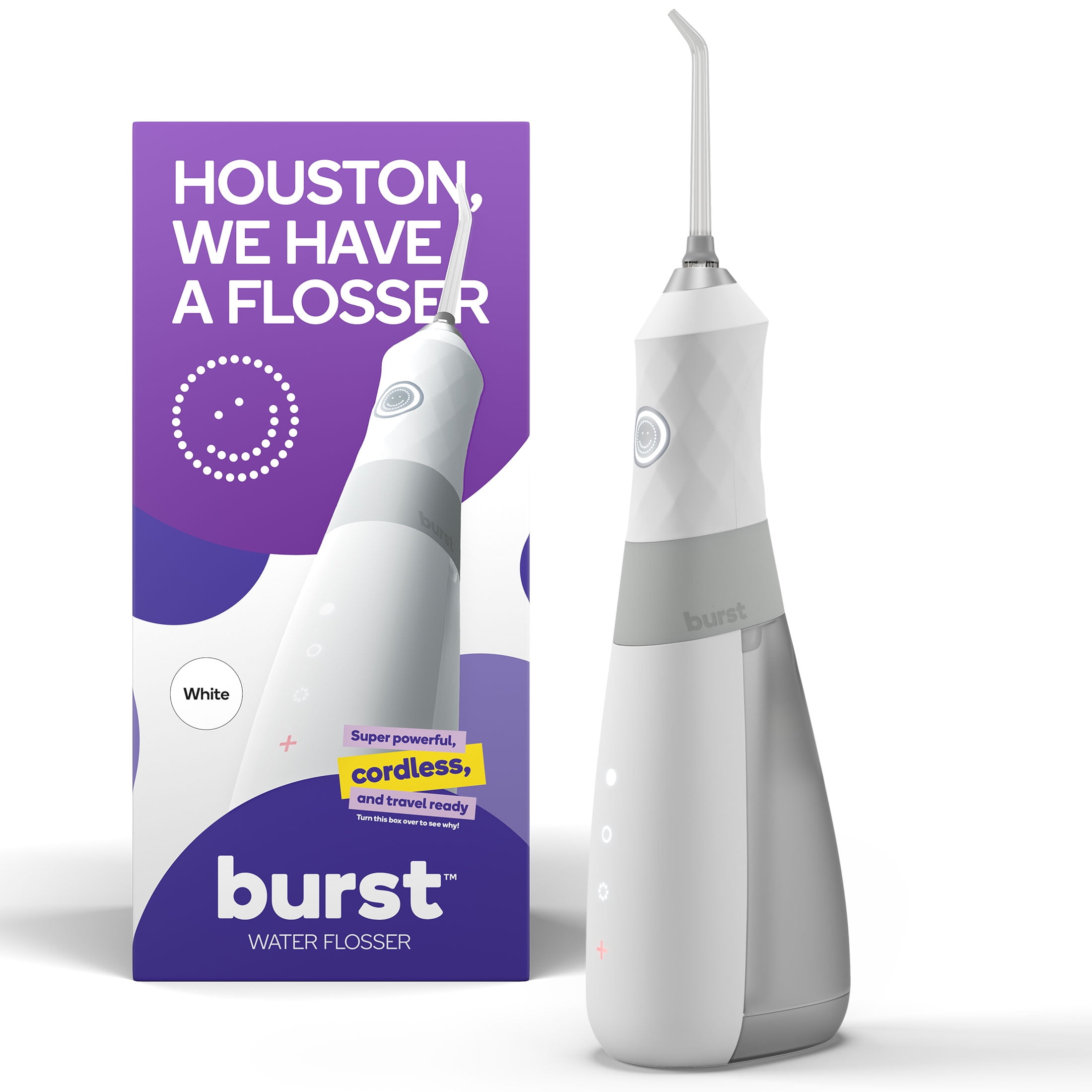 Burst Cordless Water Flosser, 3 Flossing Modes, 80Day Battery, White