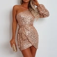 thumbnail image 4 of New Years Eve Dresses For Women One Shoulder Sleeveless Mini Length Side Split Sequin Party Dress, 4 of 7