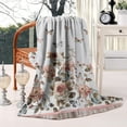 thumbnail image 2 of White Butterfly Rose Pattern Blanket,Comfortable Soft Flannel Throw Blanket,All Season,Warm Lightweight Blankets for Sofa Bed Couch Living Room Chair,60"x80", 2 of 4