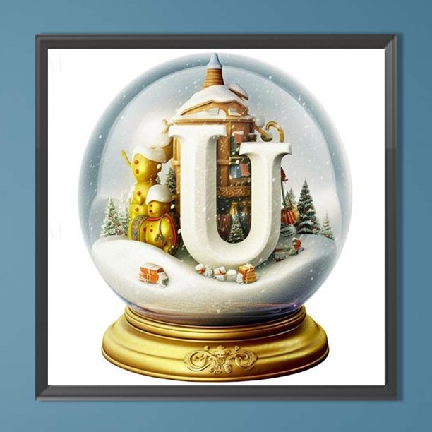Pintura de diamante 5D DIY taladro redondo completo letra de Navidad cristal U Kit decoración 40x40cm Hugtrwg Para estrenar