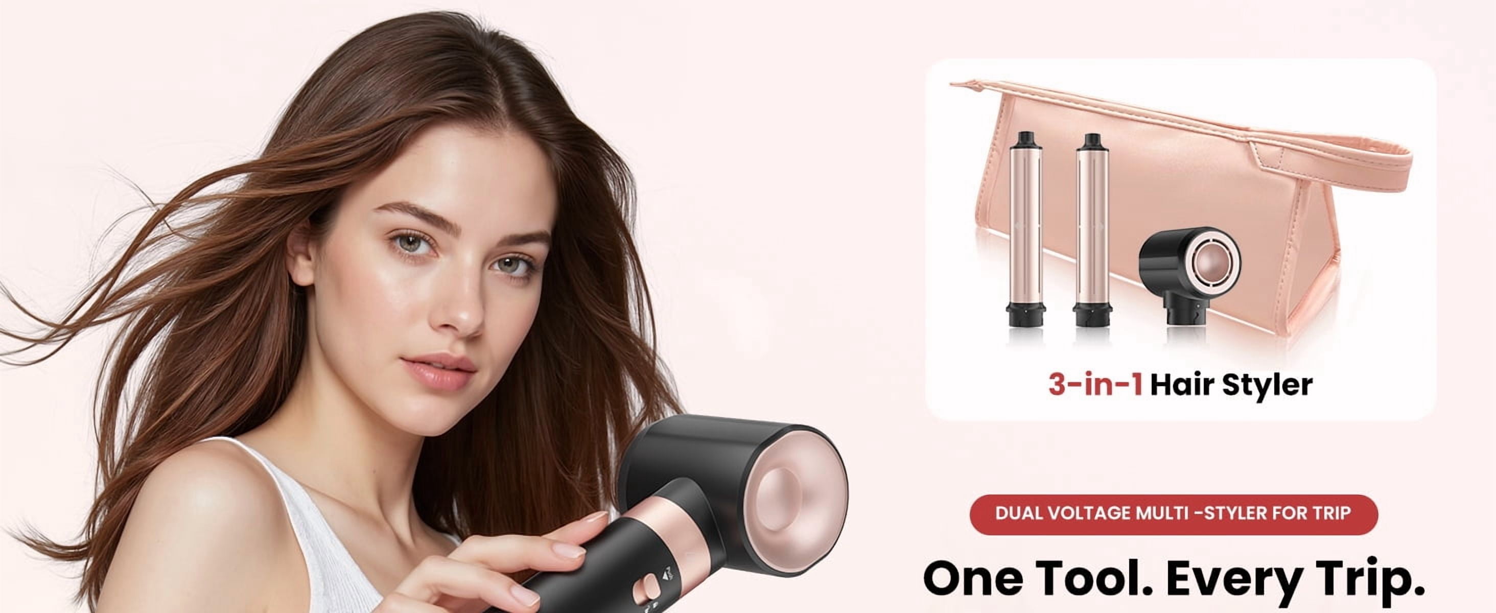 3 in 1 Hair Styler, High-Speed Hair Dryer with Air Styler with Long Barrel Air Styler, Dual Voltage Hair Tools Styling