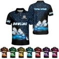 thumbnail image 2 of Custom 3D Bowling Polo Shirts for Men and Women Personalized Team Name Gift Unisex Customized Bowling Short Sleeve Polo Shirt (Purple, L), 2 of 9