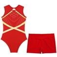 thumbnail image 2 of Hansber Leotards for Girls Gymnastics Dance Unitards with Shorts Set Tumbling Outfit Active Biketards Red 14, 2 of 7