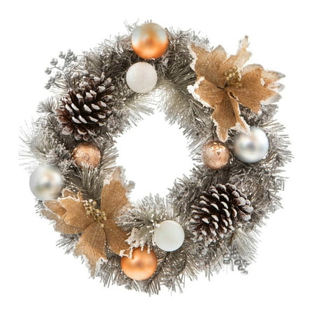 

Beads Curtains 50 Ft Clip Christmas Decoration Wreath Silver Gray Christmas Vine Circle 40cm Led Lamp Pendant Festive Atmosphere