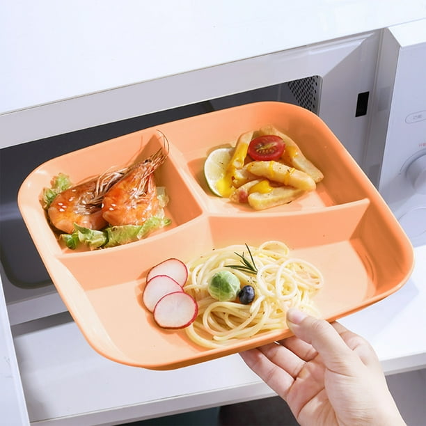 Platos de cena con 10 compartimentos para niños y adultos, reutilizables, de plástico, para controlar las porciones, ideales para comidas, picnics y reuniones familiares. Diseño duradero y