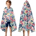 thumbnail image 3 of Pioneer Flower Floral Print Pattern Hooded Bath Towel，50"x30" for Ages 3 To 12 Kids, Quick Dry Lightweight Soft Microfiber Hood Beach Towel Cover Up for Kids, 3 of 7