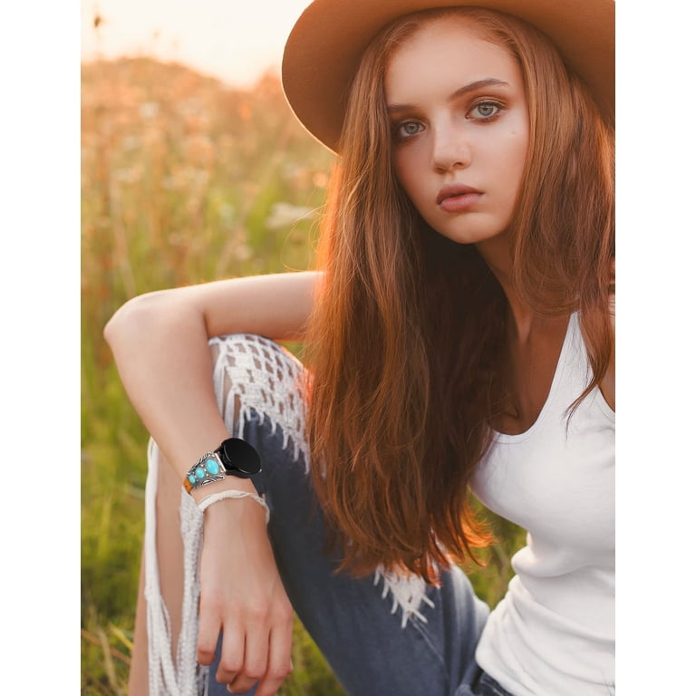 Toyouths Turquoise Vintage Boho Leather Watch Band for  display picture 2