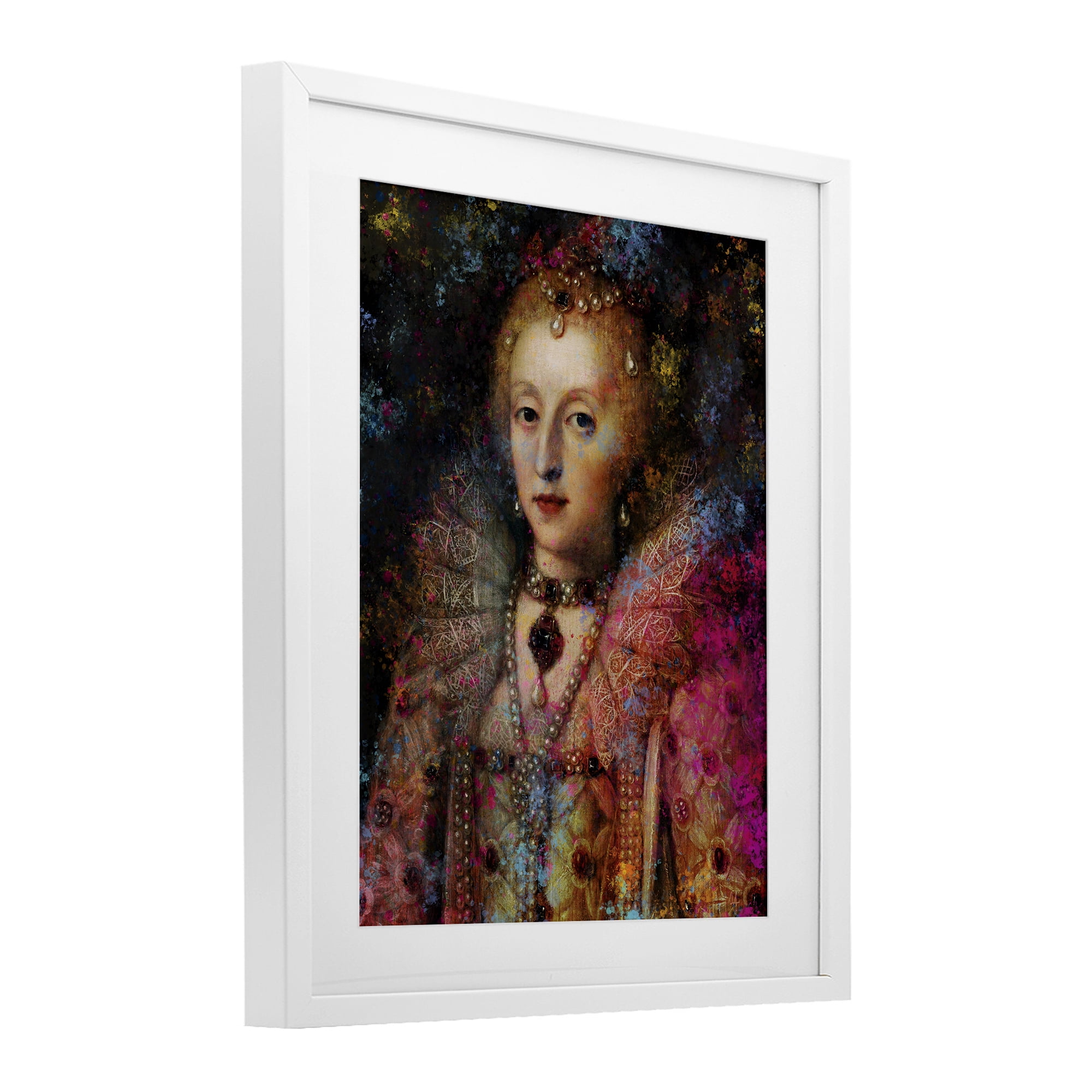 Stupell Industries Dappled Royalty Renaissance Portrait White Framed Print Under Glass, design by Sarah Adams