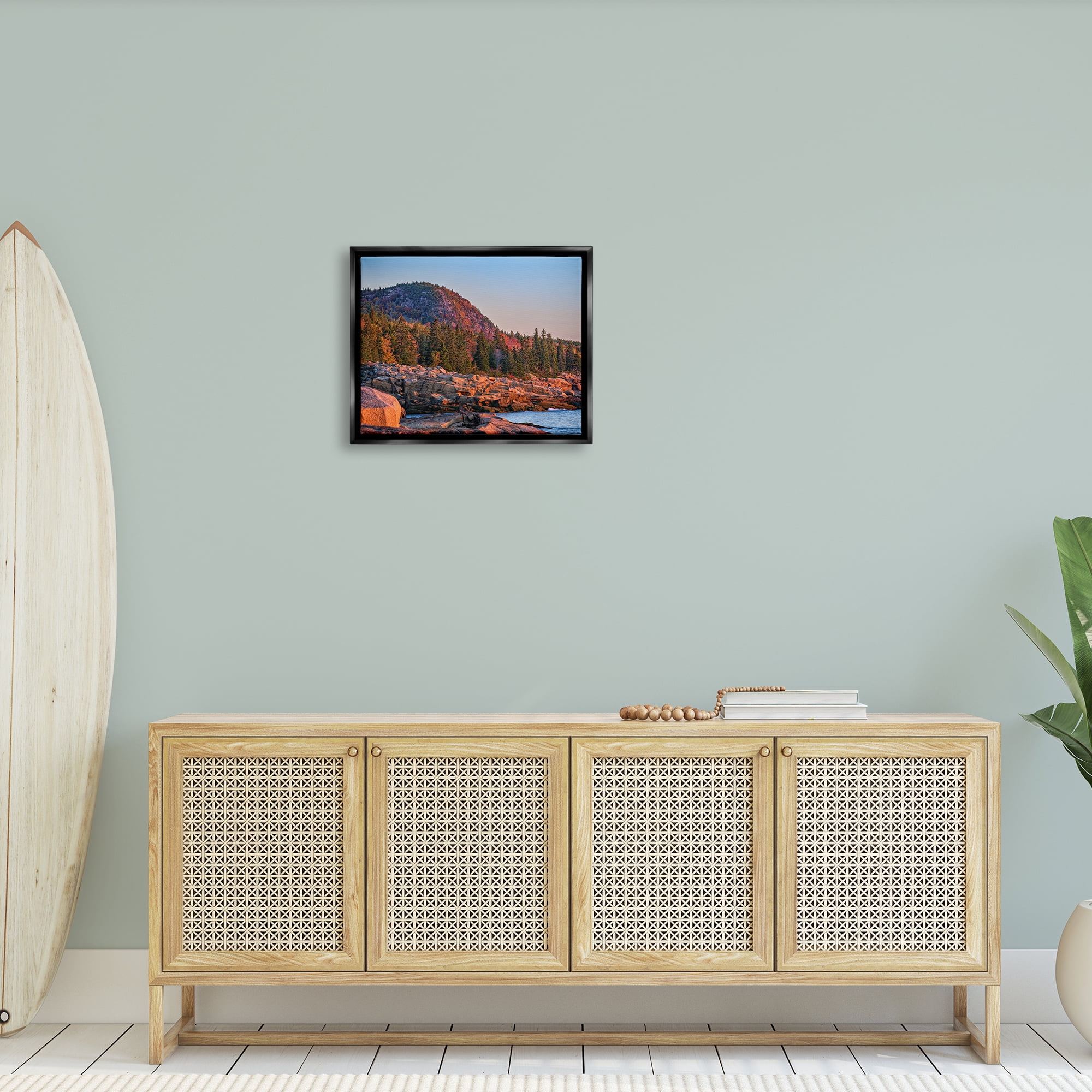 Stupell Rocky Seaside Mountain Cliff Landscape Photography Black Floater Framed Art Print Wall Art