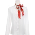 thumbnail image 2 of INSPIRE CHIC Women Floral Satin Scarves, Square Silky Neck Scarf Neckerchief, Skinny Long Ribbon Hair Band Long-Wine Red 55.1x2.0''(LxW), 2 of 7