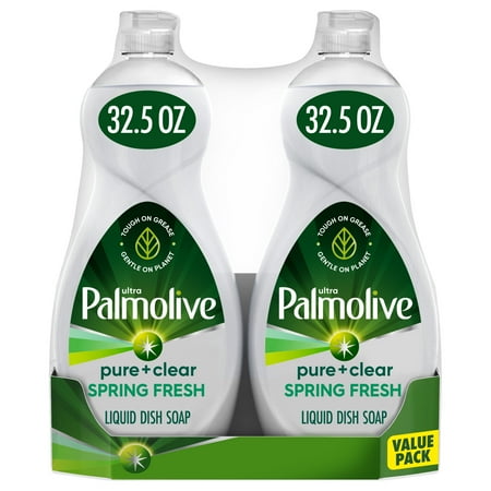 Palmolive Ultra Pure + Clear Liquid Dish Soap, Spring Fresh Scent - 32.5 Fluid Ounce (2 Pack)