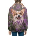 thumbnail image 4 of Kll Unisex Kids Boys Girls Hooded Pocket Pullover Hoodies-Dog In Lavender Flowers, 4 of 9