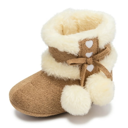 

Meckior Baby Girls Boys Snow Warm Boots Infant Winter Booties Newborn Slip On Shoes for 3-18 Months