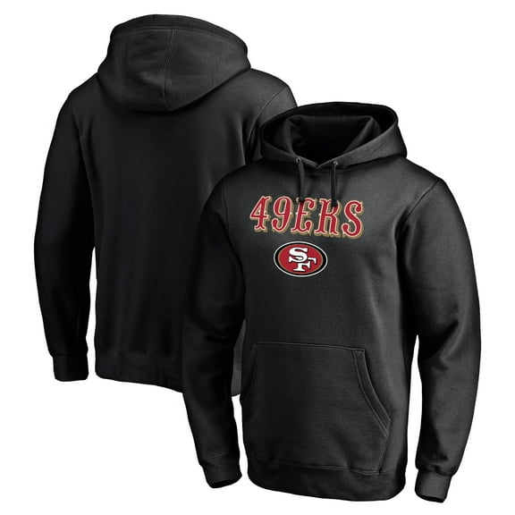 Men's Black San Francisco 49ers Logo Team Lockup Fitted Pullover Hoodie
