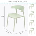 thumbnail image 2 of Set 4 Sillas Comedor EKE LIFE HOME Apilables Plástico Interior Exterior Verde, 2 of 9