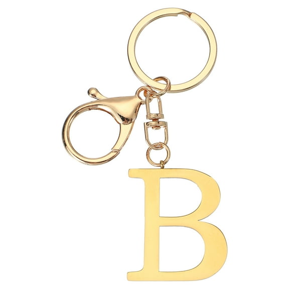 Uxcell Initial Letter Key Chain, Letter A-Z Keychain Initials Keyring Alphabet Keyrings for Keys, Golden (B)