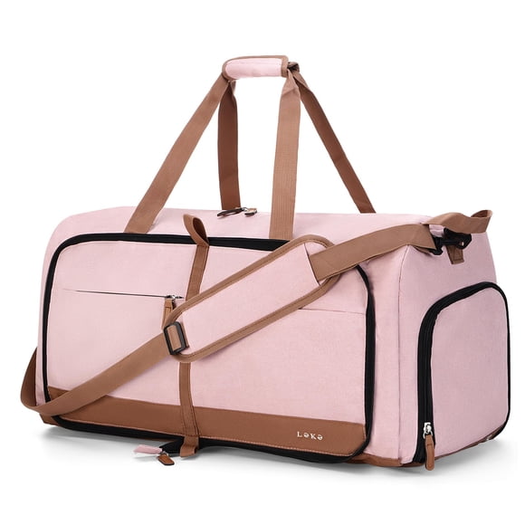 Bolsa de viaje Lekesky plegable de 80 litros con compartimento para zapatos, color rosa