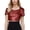 Red, variant on Womens Cropped Top, Square Neck Solid Sequins Short Sleeve Sexy Black M